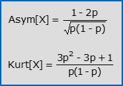 Coefficienti di asimmetria e curtosi della v.c. Bernoulli